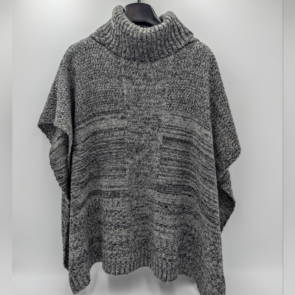 Knit Turtleneck Poncho Sweater Soft Academia  Hygee Winter Minimalist One Size
